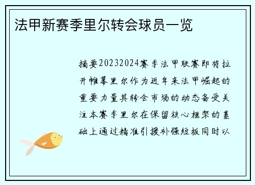 法甲新赛季里尔转会球员一览